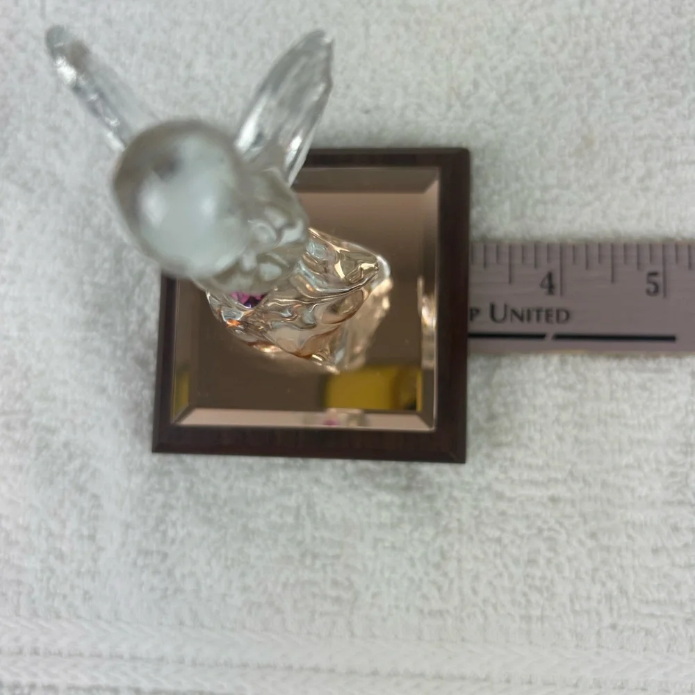 Dacra Glass Company Crystal Angel Figurine with October Stone on Wood Base